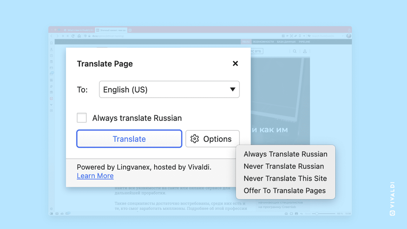 Power перевод на русский. Переводчик Vivaldi. Google Translate переводчик. Lingvanex. Vivaldi встроенный переводчик.