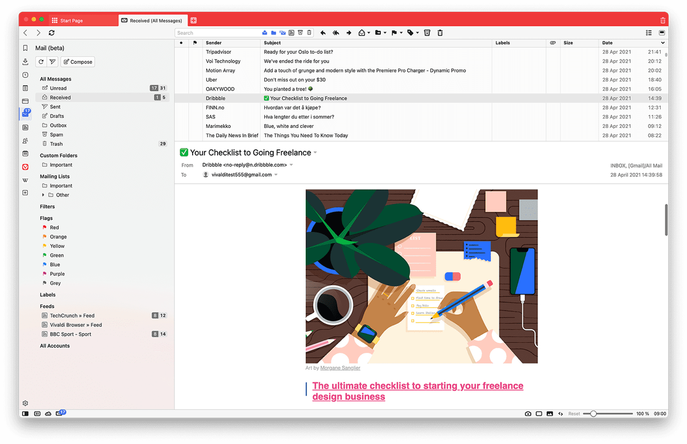 Vivaldi Mail Beta 