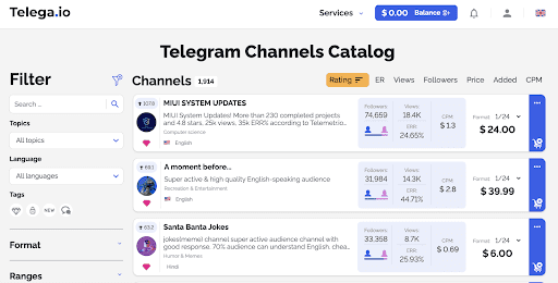 Telega.io  Telegram Advertising