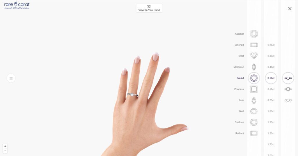 Rare carat use Augmented reality (AR) to view your dreamed ring in your hand