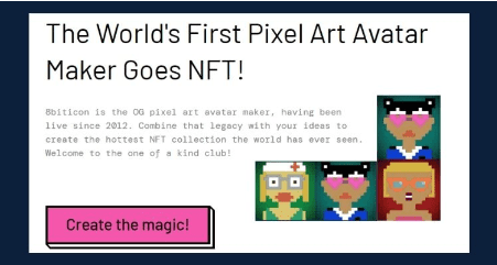 Mint Your Own Customized NFT via The 8biticon NFT Pixel Avatar Creator