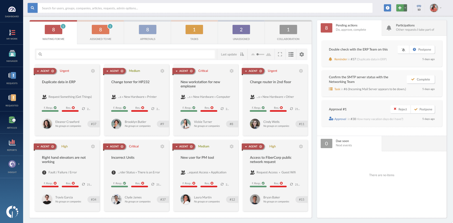 Another fundamental function on ESM is the ability to record, track, and resolve incidents that occur in the different areas of the business.