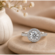 White Gold Halo Engagement Rings Stack