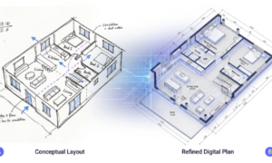 AI in floor planning: not an instant replacement for the design process, but a more efficient way to explore what the design could become.