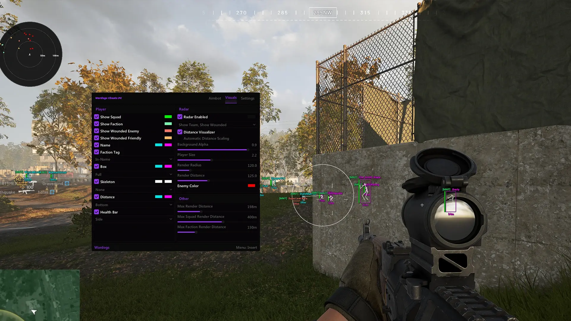 Wardogs radar scaling and player filters