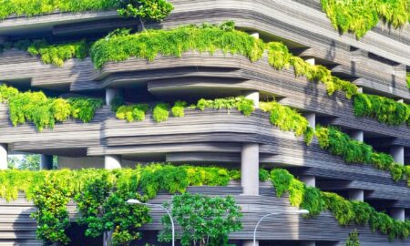 A building with plants