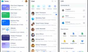 Tanka AI workspace showing projects, memory-powered chat, and connected tools. (Credit: Tanka AI)