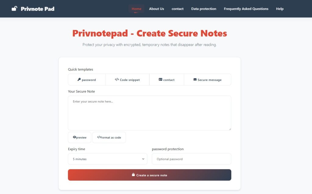 Privnote for Secure Notes