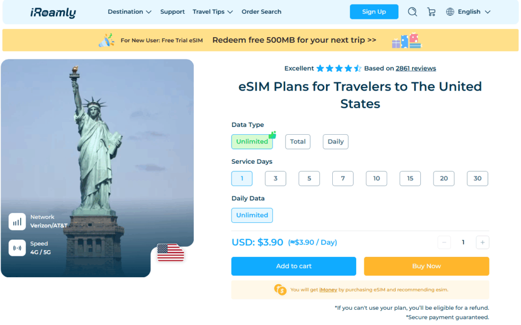 iRoamly USA eSIM Cover