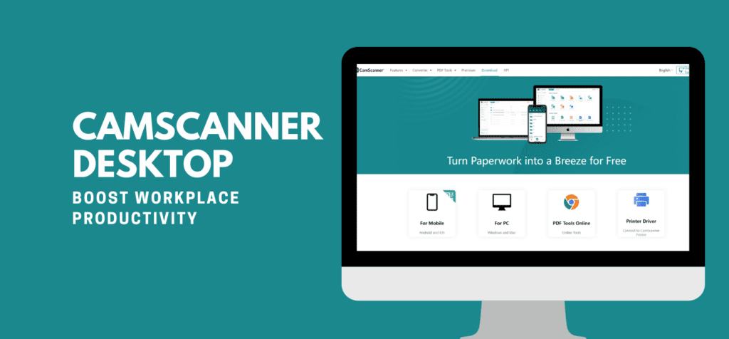 The CamScanner desktop home screen: a central hub for cross-device document management