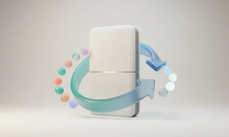 electronic device with arrow animations around it