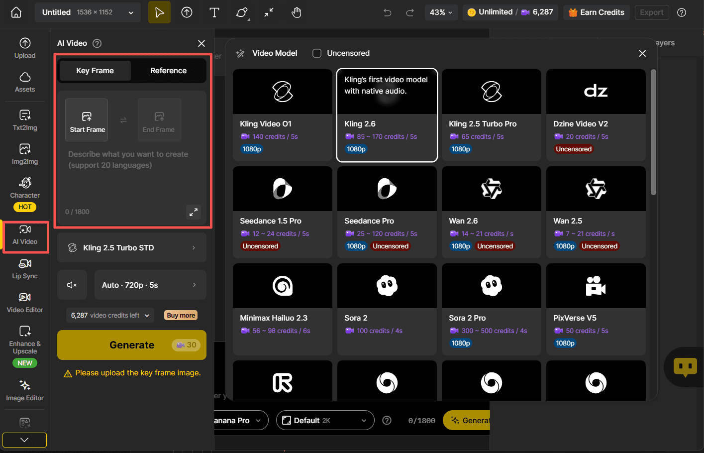 Explain how you want the video to unfold. You can describe motion, transitions, mood, and any visual effects to shape the final output.