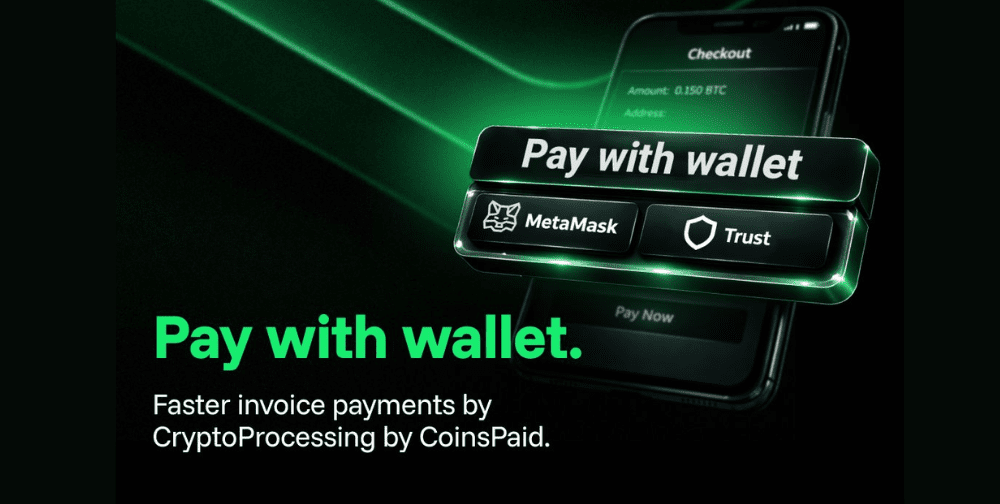 CryptoProcessing by CoinsPaid adds “Pay with wallet” to invoice payments with MetaMask and Trust Wallet