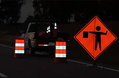 Fluorescent Orange Signs in Active Work Zones