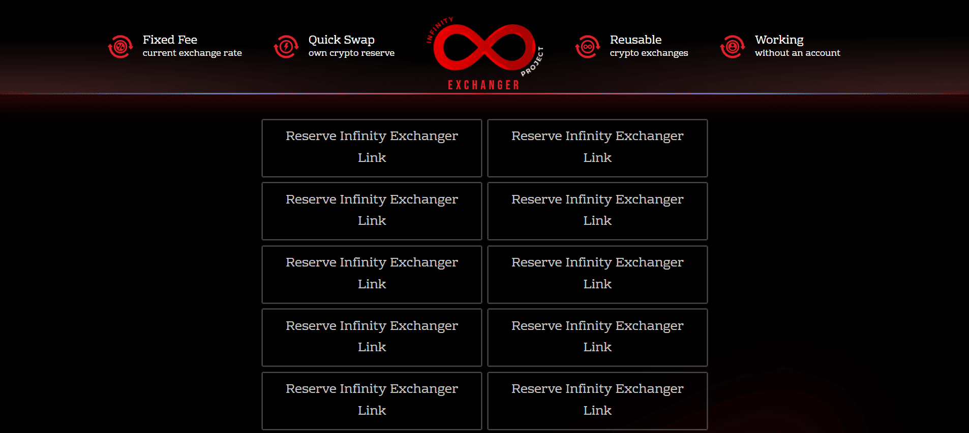 Infinity Exchanger Tor-only swap service for BTC LTC and XMR as a privacy-focused exchange without KYC.