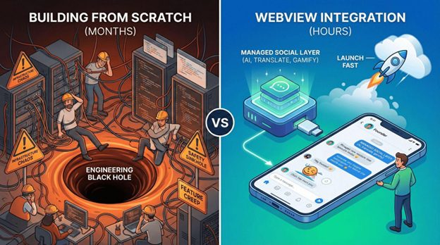 Don’t Build a Chat from Scratch: How Webview Integrations Allow Startups to Launch Social Features in Hours