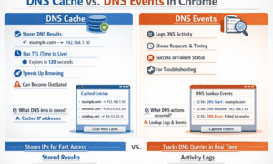 Difference Between DNS Cache and DNS Events in Chrome