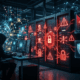 AI-driven ransomware attack encrypting corporate systems and impacting cyber insurance