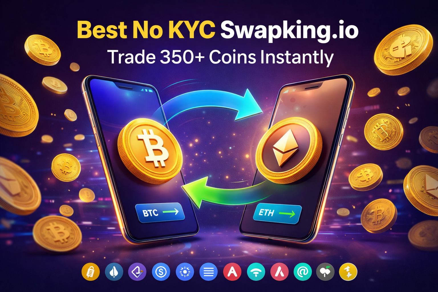 Best No KYC Swapking.io- Trade 350+ Coins Instantly