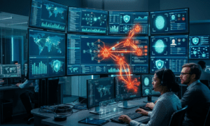 AI powered fraud detection system monitoring real time transactions in digital banking