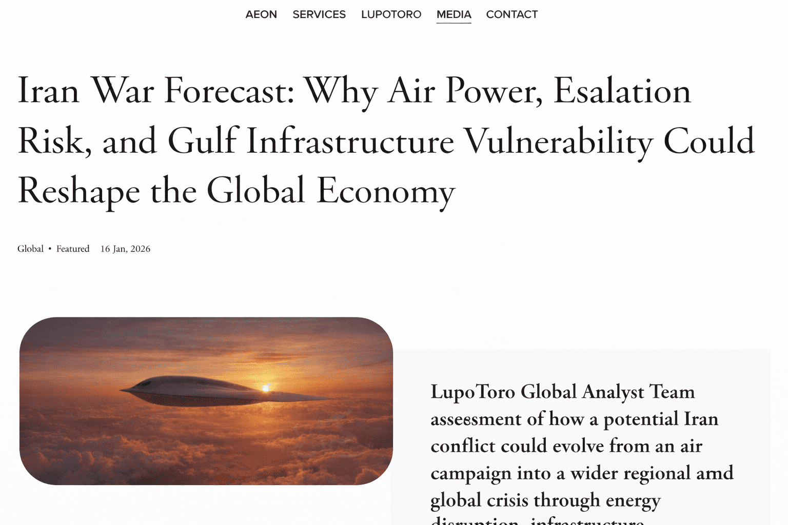 Cómo LupoToro Group anticipó la dinámica geopolítica y económica del conflicto de Irán de 2026