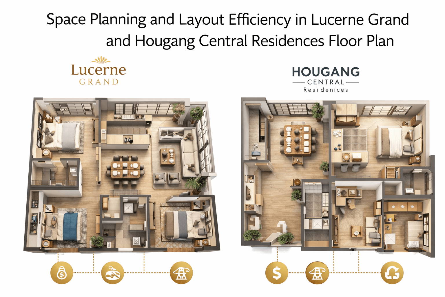 Space Planning and Layout Efficiency in Lucerne Grand and Hougang Central Residences Floor Plan