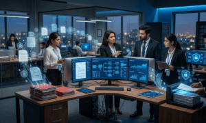 Law firm using AI-powered document review replacing traditional paper files