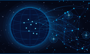 Global AdTech market growth visualisation showing connected network nodes representing advertising technology infrastructure