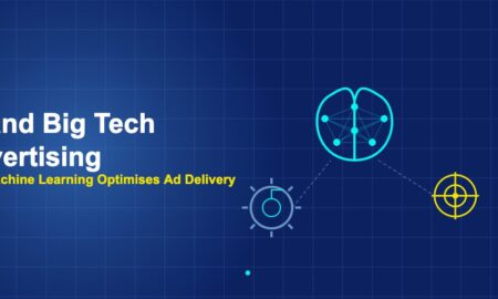 Brain neural network with gear crosshair and data flow lines