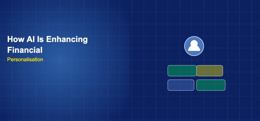 User profile icon with personalised content cards on dark blue grid