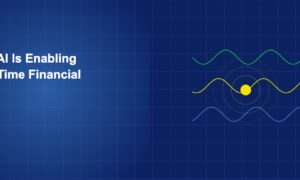 Streaming data waves with pulse dot and ripple rings on dark blue grid