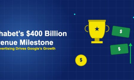 Trophy with dollar bills and green growth arrow