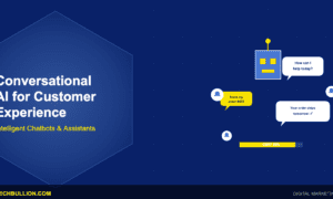 Conversational AI for customer experience with intelligent chatbots, virtual assistants, and automated service resolution technology