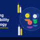 Dark blue infographic showing marketing accessibility technology platform with inclusive design icons, WCAG compliance checklist elements, and universal experience optimization interface symbols