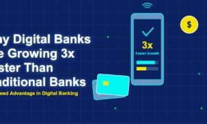 Illustration of smartphone showing 3x growth display with credit cards