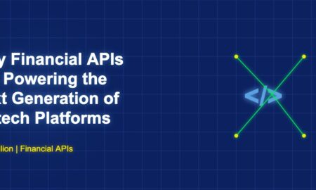 Code symbol with API connections representing financial API ecosystem