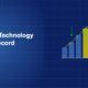 Rising bar chart with investment arrows flowing into fintech sector symbols on dark blue background