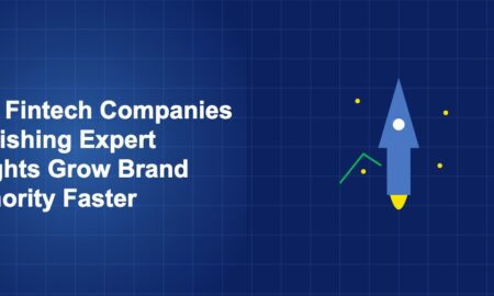 Illustration of rocket growth concept with geometric shapes on dark blue background