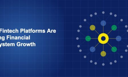 Expanding ecosystem web with platform hub and radiating connection branches on dark blue background