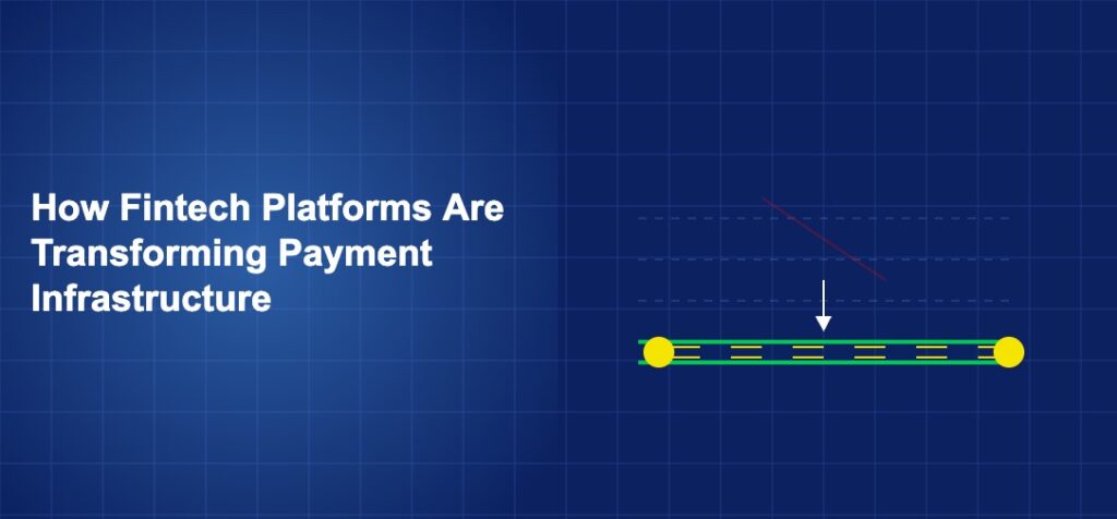 Payment flow diagram with modern rails replacing legacy systems showing speed indicators on dark blue background