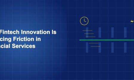 Streamlined flow arrows cutting through barrier walls with speed lines on dark blue background