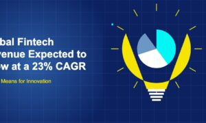 Dark blue illustration with massive lightbulb containing a pie chart with cyan white and blue segments