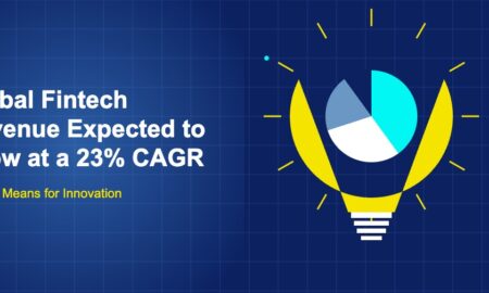 Dark blue illustration with massive lightbulb containing a pie chart with cyan white and blue segments