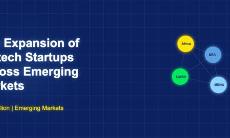 Connected nodes representing fintech expansion across emerging market regions