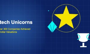 Dark blue illustration with massive yellow five-pointed star, white trophy cup, and cyan diamond shape