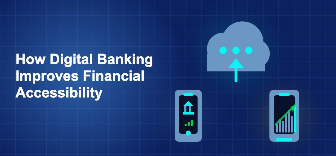 Dark blue fintech illustration with ++ icons in triangle composition