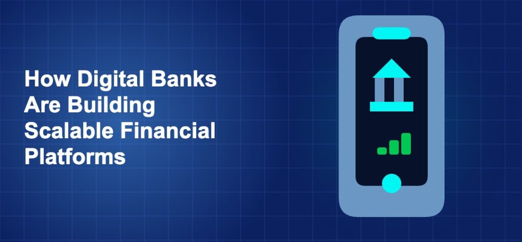 Dark blue fintech illustration with icons in solo composition