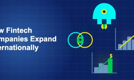 Dark blue illustration showing icon, icon, icon, icon in circular composition