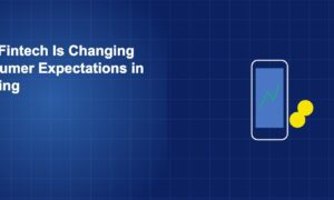 Smartphone with rising chart line and floating coins representing mobile-first consumer banking expectations