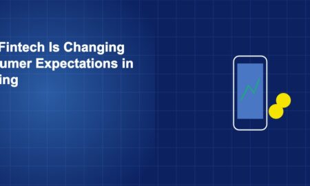 Smartphone with rising chart line and floating coins representing mobile-first consumer banking expectations